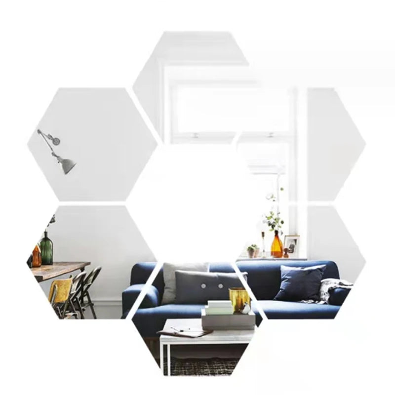 3D Hexagon Mirror Wall Stickers - BOAA Homes