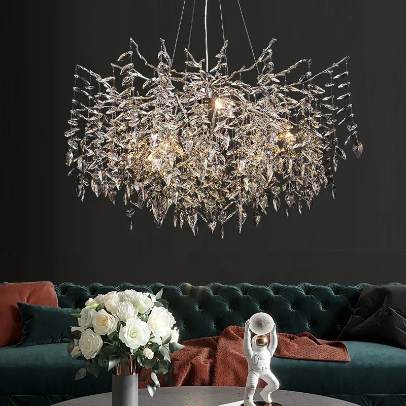Luxury Crystal Branch Chandelier – Modern LED Ceiling Light for Living & Dining