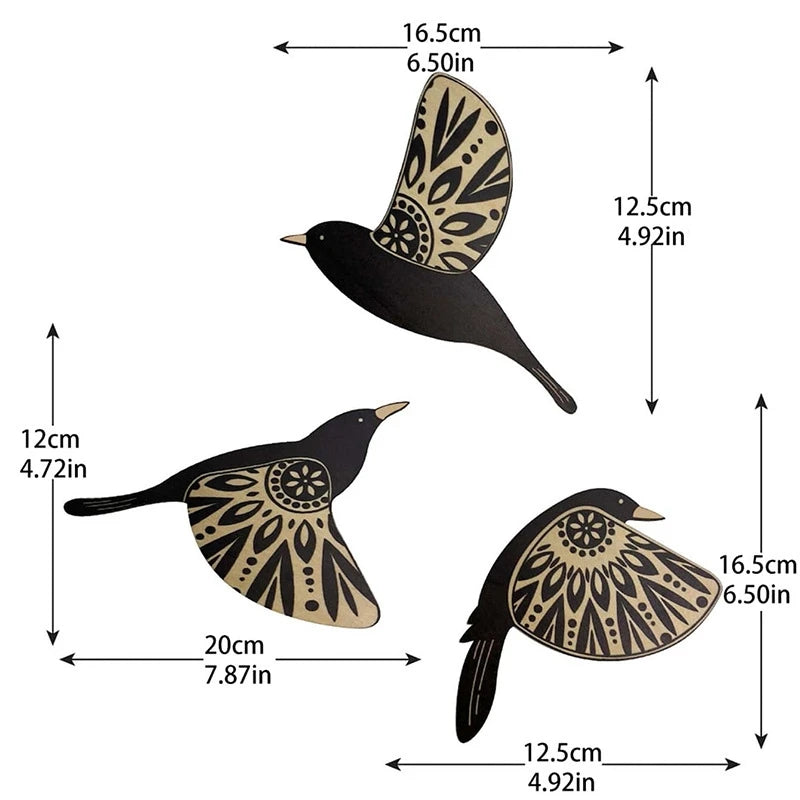 Wooden Black Bird Wall Art - BOAA Homes