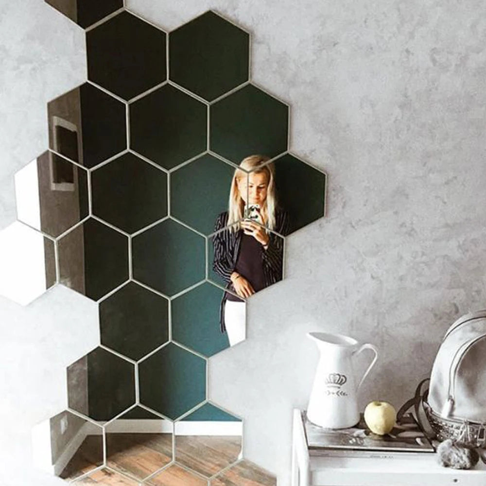 3D Hexagon Mirror Wall Stickers - BOAA Homes