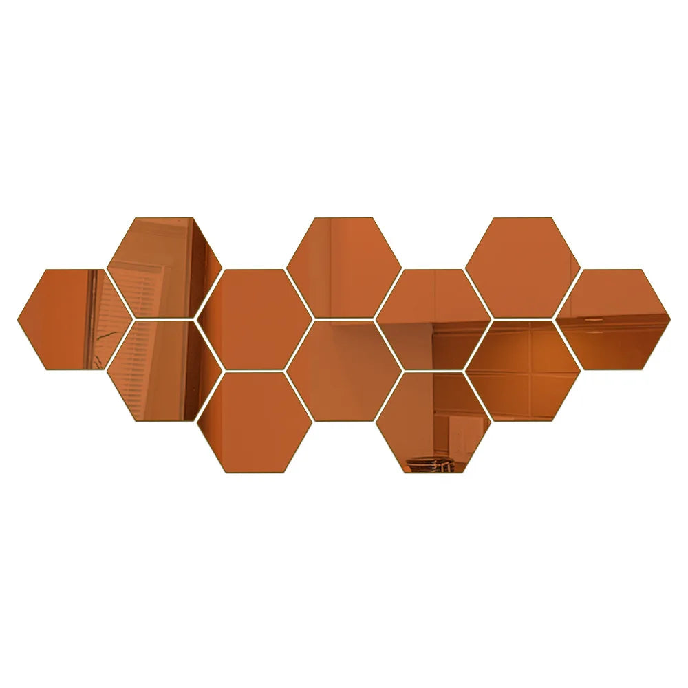 3D Hexagon Mirror Wall Stickers - BOAA Homes