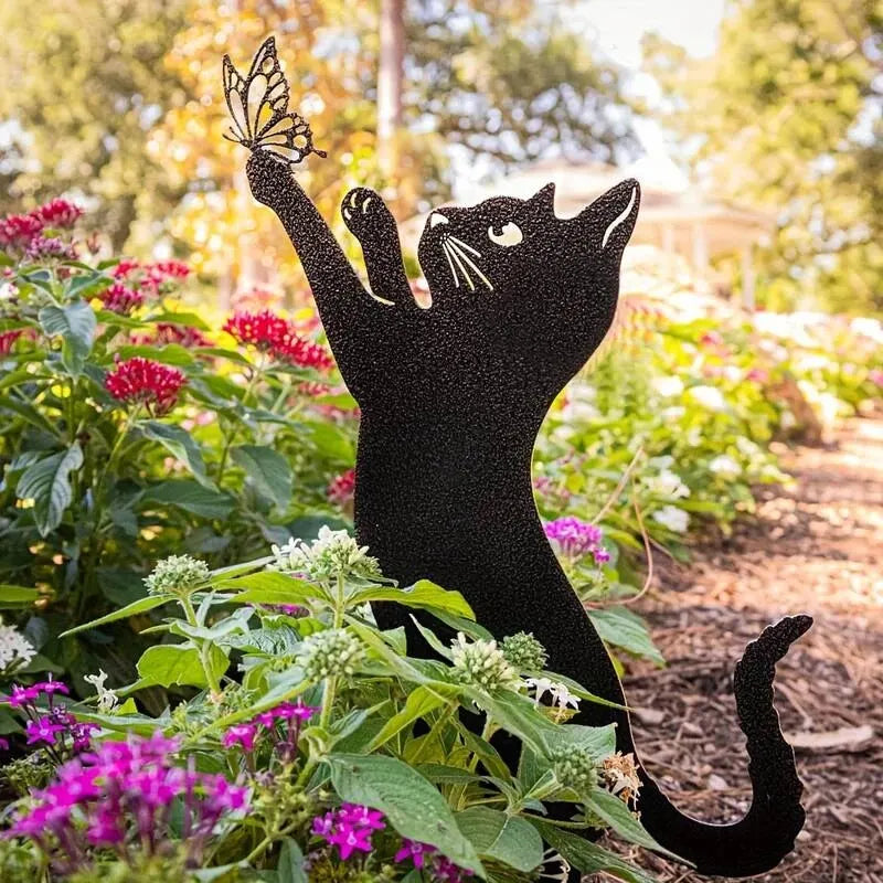 Cat Metal Garden Stake Ornament - BOAA Homes