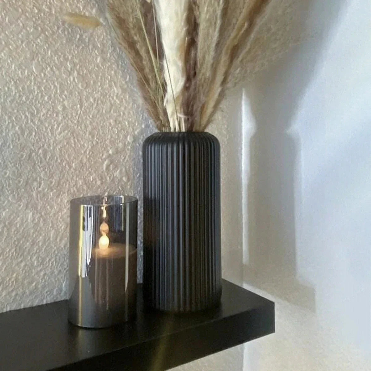 Striped Ceramic-Like Flower Vase - BOAA Homes