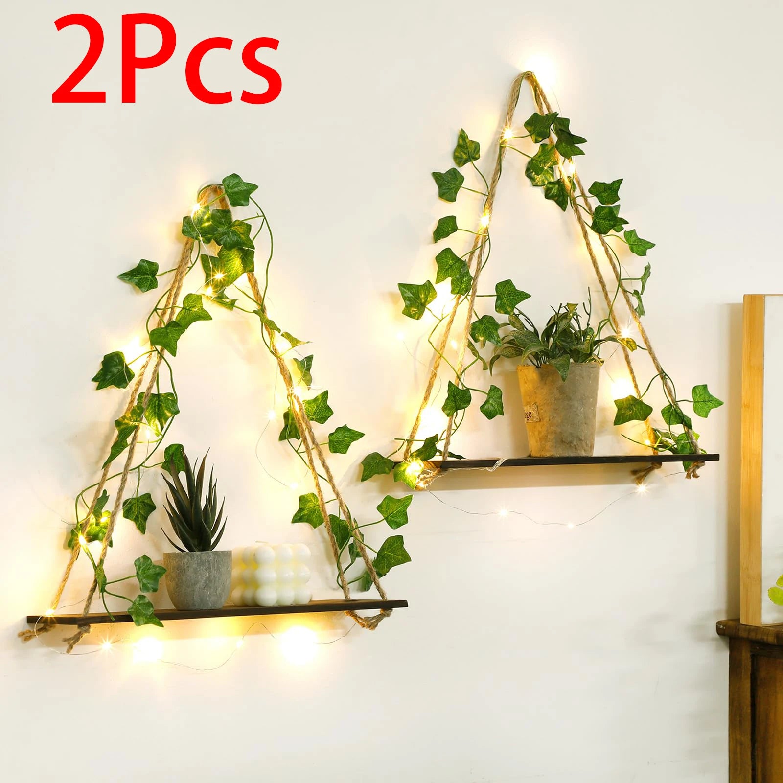 Artificial Ivy LED Wall Shelf - BOAA Homes