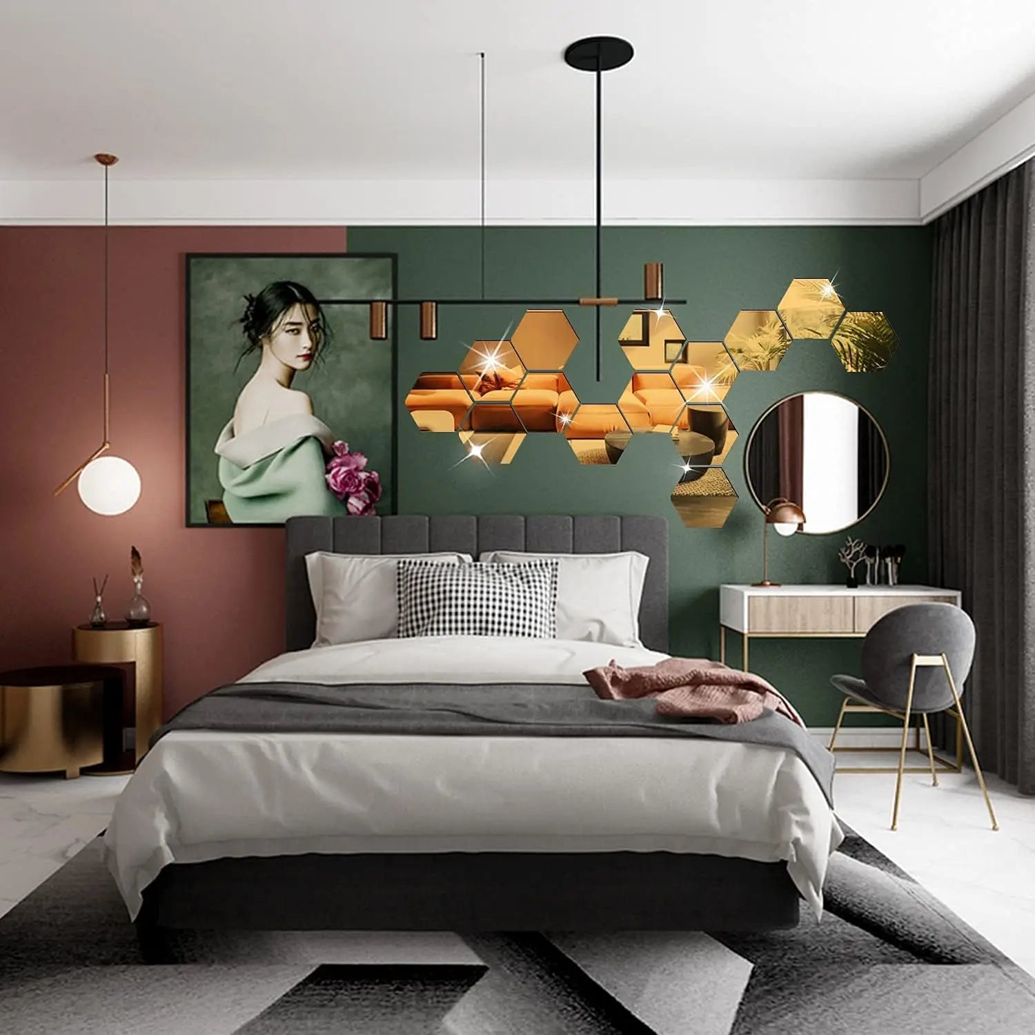 3D Hexagon Mirror Wall Stickers - BOAA Homes