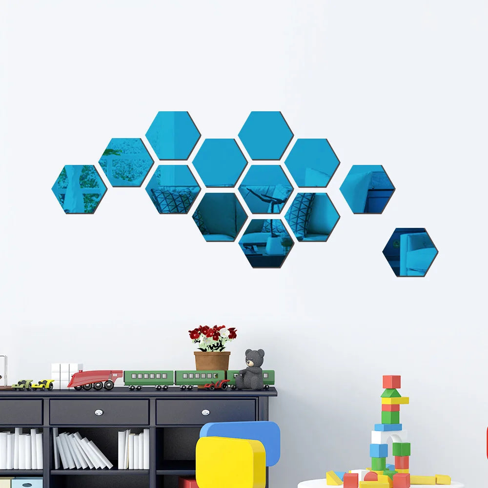 3D Hexagon Mirror Wall Stickers - BOAA Homes