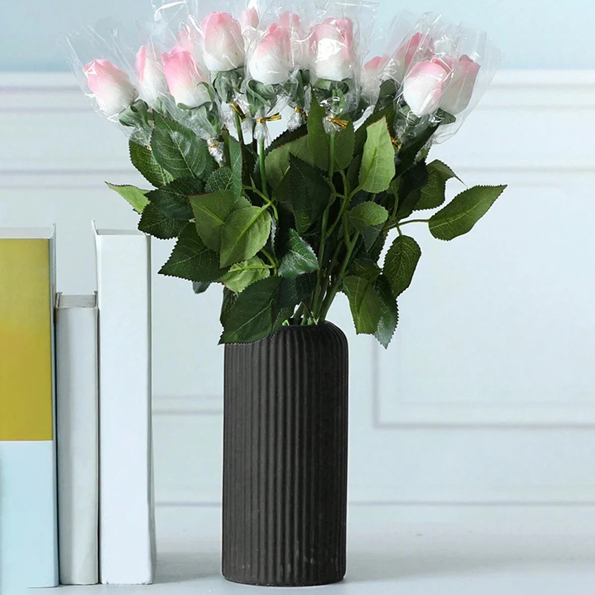 Striped Ceramic-Like Flower Vase - BOAA Homes