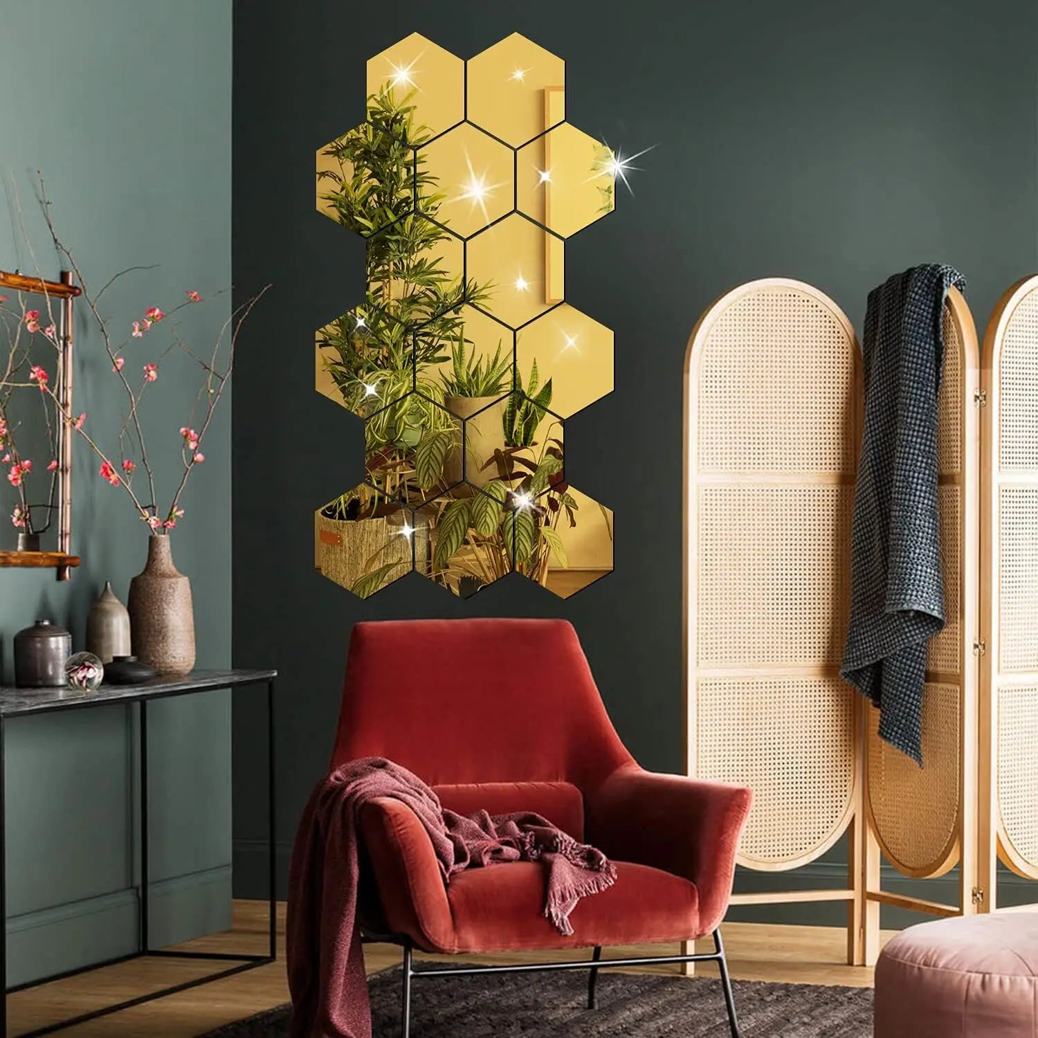 3D Hexagon Mirror Wall Stickers - BOAA Homes